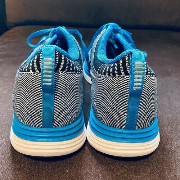 Excellent Nike iD Flyknit Lunar 1 blue green men’s 13 US 47.5 EUR - Picture 8 of 12